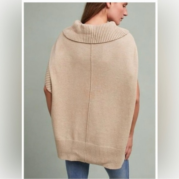 Anthropologie Moth Cowlneck Slouchy Fit Poncho Sweater Small Sleeveless - Picture 3 of 10